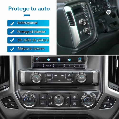 Vista 5 de Cubierta de perilla para Chevy Silverado 2014-2018, control de temperatura, botón de luz de radio de volumen, consola central, interruptor de señal