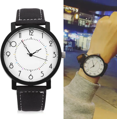 Vista 4 de Reloj de pulsera de cuarzo VGEBY con correa de PU analógica de cuarzo y esfera redonda