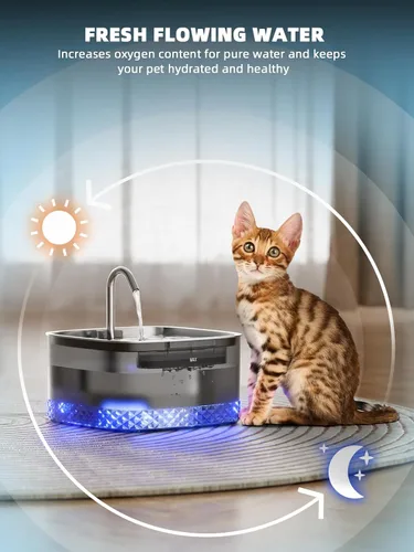 Vista 3 de Bomba de repuesto para fuente de agua para gatos, bomba ultra silenciosa con luz LED, compatible con fuente de agua MAILOFY WF220 para gatos de 75
