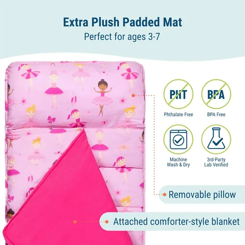 Vista 3 de Wildkin Alfombrilla para Siesta Infantil Original – Cómoda Alfombrilla para Dormir con Almohada, Ideal para Escuela y Viajes
