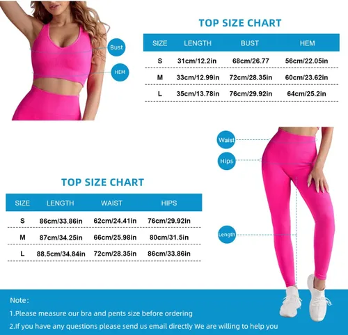 Vista 6 de DYD Conjunto de 2 piezas de entrenamiento para mujer, sin costuras, espalda cruzada, brasier deportivo, cintura alta, yoga, gimnasio, leggings