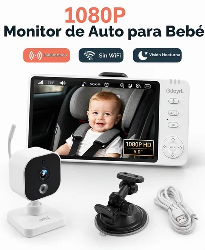 Vista 2 de Cámara inalámbrica para coche de bebé para asiento trasero 5 Blanco a