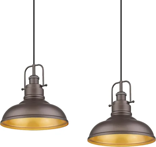 Vista 13 de zeyu Lámpara colgante industrial de 1 luz, lámpara colgante de 11 pulgadas para isla de cocina, pantalla de cúpula de metal en acabado negro mate