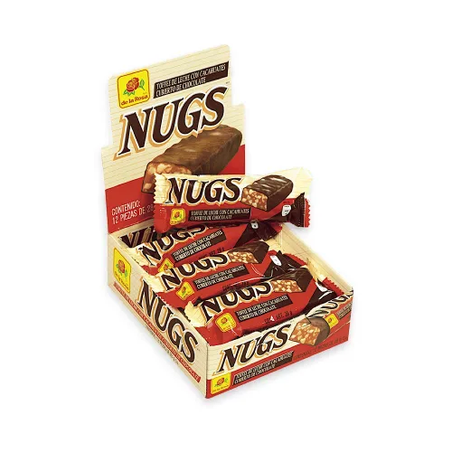Vista 2 de Nugs Recreo Chocolate Bar Candy con cacahuetes y caramelo lechoso (coco nugs)