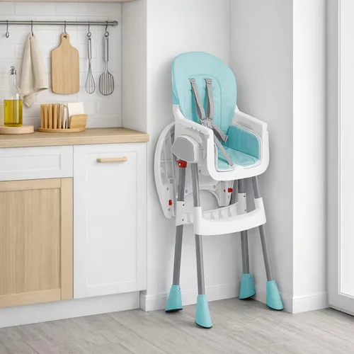 Vista 10 de Dream On Me Silla alta portátil 2 en 1 Tabletalk, silla alta compacta convertible, ligera, color aguamarina