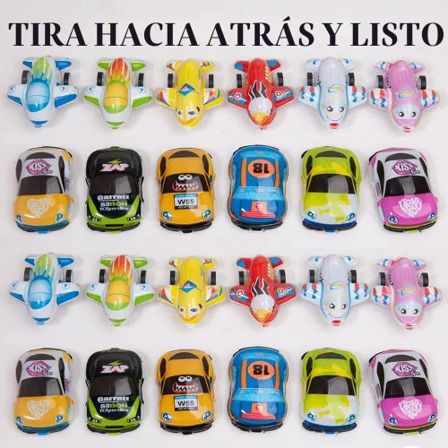 Vista 6 de 46 mini aviones de tracción y autos de tracción para niños pequeños y niñas, juego de vehículos de carreras para niños, juguetes a granel, juguetes