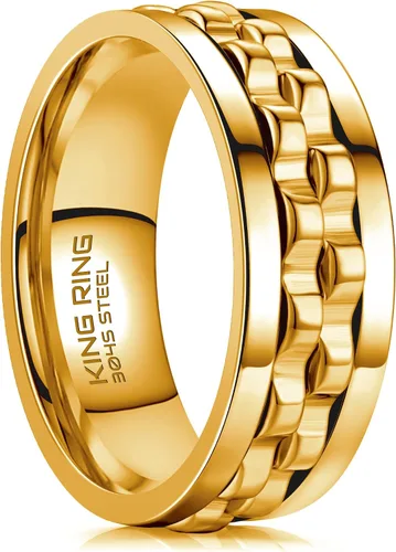 Vista 14 de King Ring Anillos giratorios de engranajes de 0.315 pulgadas – Anillos para ansiedad ultra pulidos para hombres y mujeres – Diseñado en Estados