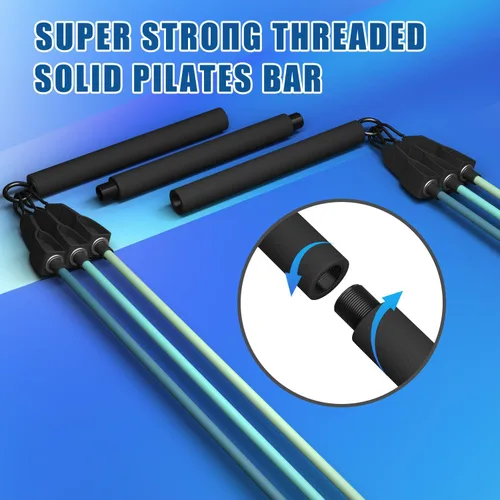 Vista 5 de VEICK Pilates Bar Kit with Resistance Bands, Elastic Workout Bands for Men Women, Set of 5 Resistance Loop Bands for Home Fitness Stretching