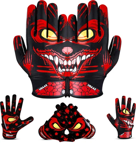 Vista 2 de Guantes de fútbol americano con agarre pegajoso, guantes de fútbol americano juvenil Receptor duradero para jóvenes y adultos, equipo pegajoso