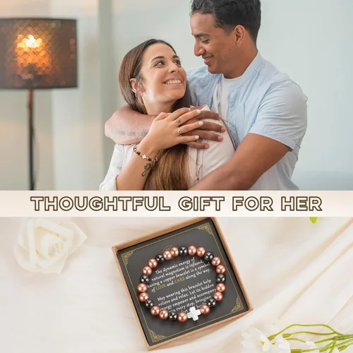 Vista 7 de PEALICIOUS Pulsera de cobre para mujeres y hombres con cuentas magnéticas