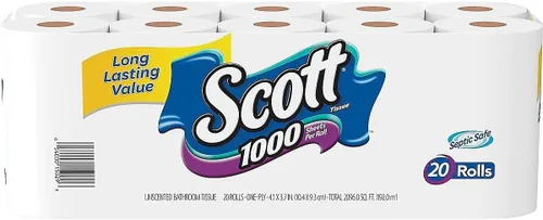 Vista 13 de Scott 1000 hojas por rollo, 8 rollos de papel higiénico, papel de baño