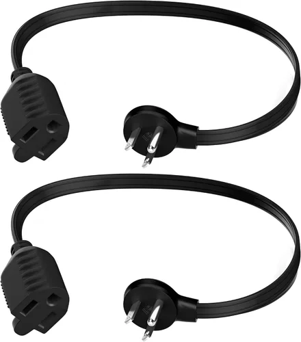 Vista 8 de Elecan Cable de extensión de enchufe plano de 12 pies con diseño de enchufe delgado que ahorra espacio, cable plano delgado de bajo perfil, cable