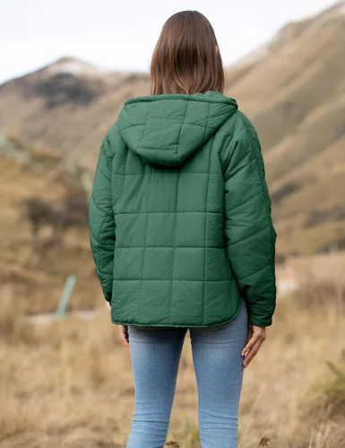 Vista 52 de QIBABU Chaqueta acolchada con capucha de gran tamaño para mujer, ligera, acolchada, manga larga, abrigo de invierno cálido
