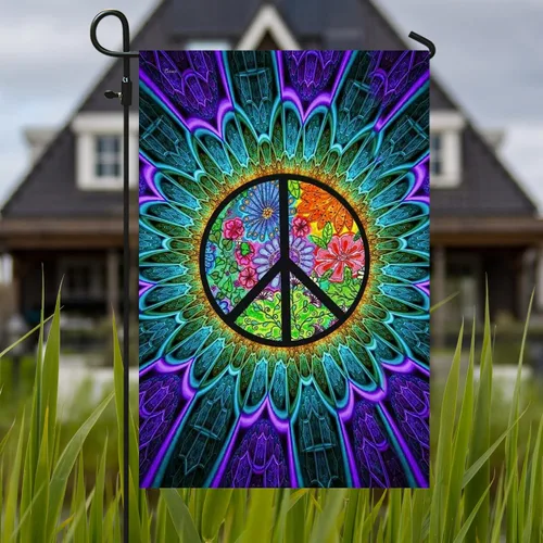 Vista 10 de Banderas PSL318F - Bandera hippie de personas que viven la vida en paz PSL318F, bandera de jardín (11.5 x 17.5 pulgadas), banderas de jardín de casa