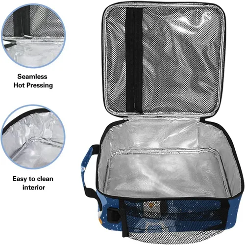 Vista 3 de ZZXXB Penguin I'm In Space - Lonchera térmica reutilizable, bolsa térmica térmica con correa para el hombro, bolsa de picnic de viaje al aire libre