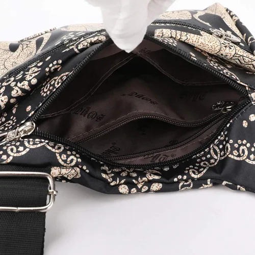 Vista 4 de Stuoye - Bolsa de nailon multibolsillos para mujer, cruzada, bolsa-monedero, para viajes
