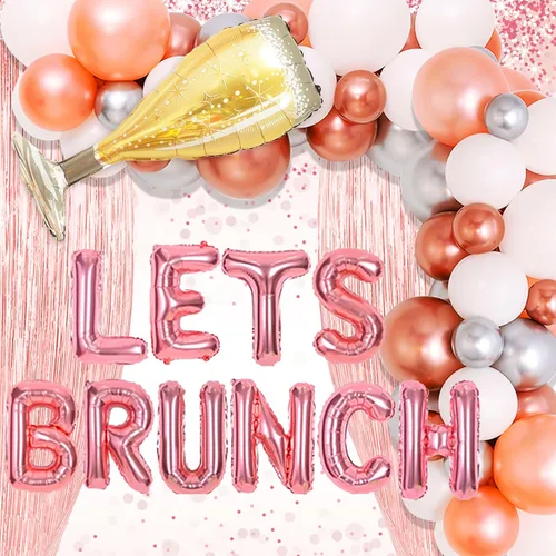 Vista 8 de LaVenty Juego de 48 globos de oro rosa Love You a Brunch y decoración para despedida de soltera, fiesta