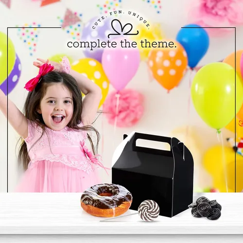 Vista 6 de Hammont Party Favors - Cajas de papel para golosinas (paquete de 10) contenedores de papel de color negro y cajas para golosinas, cajas de galletas