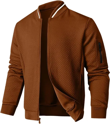 Vista 15 de SAVKOOV Chaqueta ligera de ajuste holgado para hombre, chaqueta bomber casual y elegante