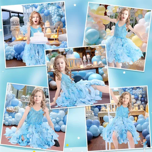 Vista 7 de Suppromo Vestido tutú para niñas pequeñas, fiesta de cumpleaños, vestido de tul con lentejuelas brillantes para niñas pequeñas, concurso