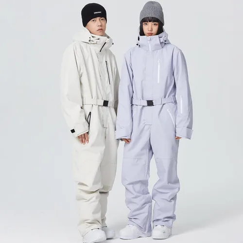 Vista 5 de ALSOGO Traje de esquí de una pieza para mujer, overol impermeable con aislamiento para nieve, con cinturón desmontable para deportes de nieve