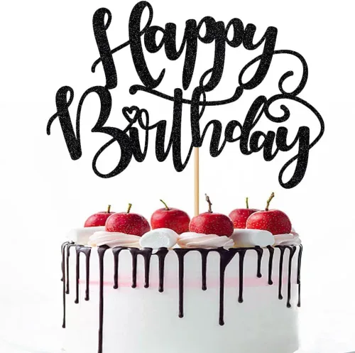 Vista 5 de Decoración negra para tartas de cumpleaños, suministros de decoración de fiesta de cumpleaños Negro 1