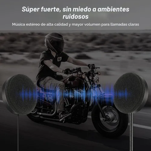 Vista 6 de Auriculares Bluetooth 5.3 para casco de motocicleta con batería de 900 mAh, auriculares inalámbricos para exteriores manos libres, control