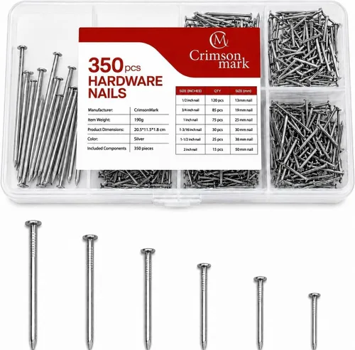 Vista 9 de Kit surtido de uñas de 700 piezas con martillo, clavos colgantes de acero