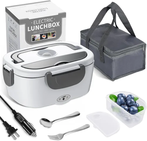 Vista 9 de Herrfilk Lonchera eléctrica, calentador de alimentos 3 en 1 ultra rápido para adultos, calentador de alimentos portátil 12V/24V/110V