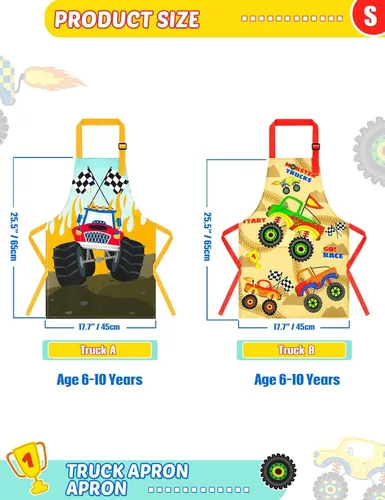 Vista 3 de Paquete de 2 delantales para niños pequeños, delantales artísticos para niños pequeños