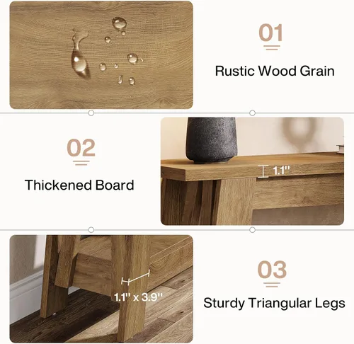 Vista 8 de Tribesigns Mesa consola de granja de 41.3 pulgadas, mesa de entrada de madera de 2 niveles con almacenamiento, rústica estrecha detrás del sofá