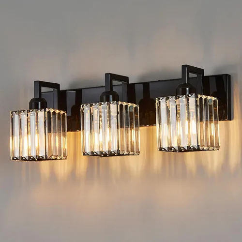 Vista 58 de Moderna lámpara de cristal para pared/tocador de baño, de 5 luces, color cromo Cromo torcido