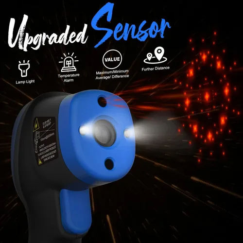 Vista 2 de AIOMEST Pirómetro digital AI-1800 DS 50:1, pistola termómetro infrarroja sin contacto para medición de alta temperatura sin contacto -58 ~ 3,272 ℉