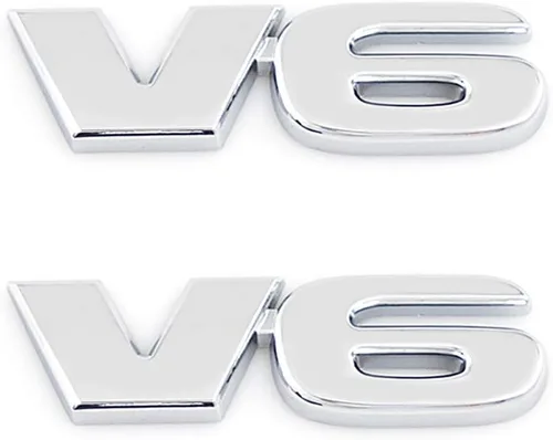 Vista 9 de 2 calcomanías de metal V6 Emblema para tronco, calcomanía de metal para decoración de automóvil (negro)