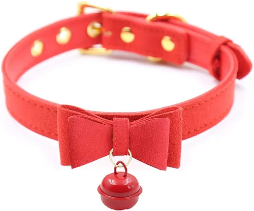 Vista 8 de PU Leather Bow Collar Necklace Choker with Bell Cat Cosplay Kitty Necklace Choker Collar for Women Negro