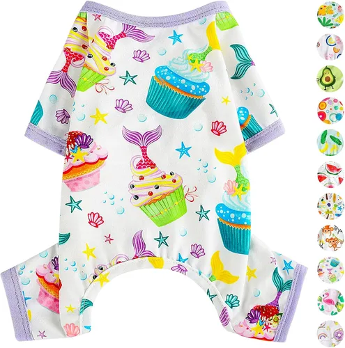 Vista 17 de Pijamas para perros de primavera y verano, ropa para perros pequeños y niñas – Niños – Perros de tamaño mediano, ropa suave y elástica para Verde