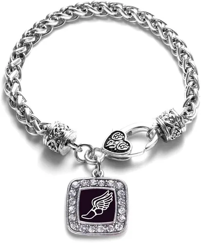 Vista 139 de Pulsera de dijes cuadrados de plata con joyería de circonita cúbica