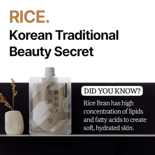 Vista 4 de Mascarilla facial de lavado de arroz l Ingredientes cosechados nacionalmente, iluminador y calmante l Producto de Corea - 3.38 onzas líquidas (arroz)