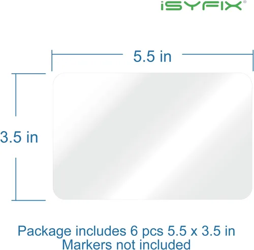 Vista 2 de iSYFIX Notas magnéticas de pizarra blanca de borrado en seco, 5.5 x 3.5 pulgadas, paquete de 6, rectangular, pizarra blanca magnética decorativa