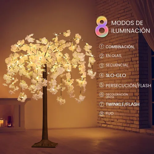 Vista 2 de [Usado] Árbol de cerezo iluminado con luz LED, blanco cálido