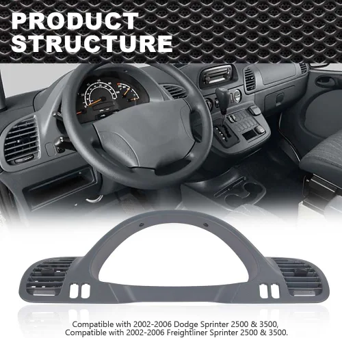 Vista 9 de CNNELL Bisel de panel de tablero compatible con Dodge Sprinter 2002-2006 lado izquierdo del conductor con boquilla A/C 5104262AA