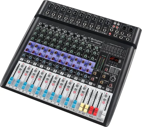 Vista 2 de Mezclador de audio profesional Bluetooth de 12 canales, consola de sonido DJ, grabación MP3 USB, conector de micrófono XLR, 7 bandas, ecualizador