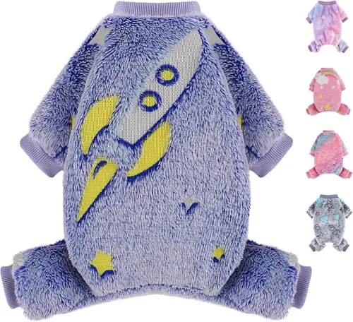 Vista 9 de Pijama de forro polar para perro macho, pijamas de otoño e invierno, ropa linda para cachorros extra pequeños, jumpsuit de suéter para perro de 4