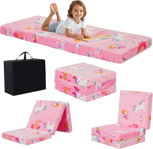 Vista 20 de MeMoreCool Colchón plegable de suelo para niños, tapete para siesta de suelo para dormir, guardería, cama plegable para niños pequeños, colchón
