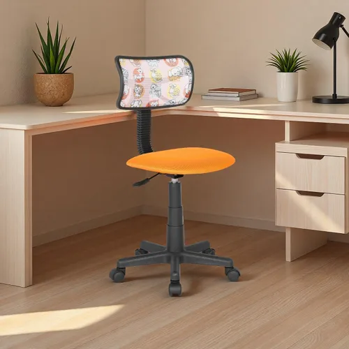 Vista 7 de JJS Home - Juego de escritorio y silla giratoria pequeña, asiento ergonómico ajustable de malla transpirable, asiento ergonómico ajustable, taburete