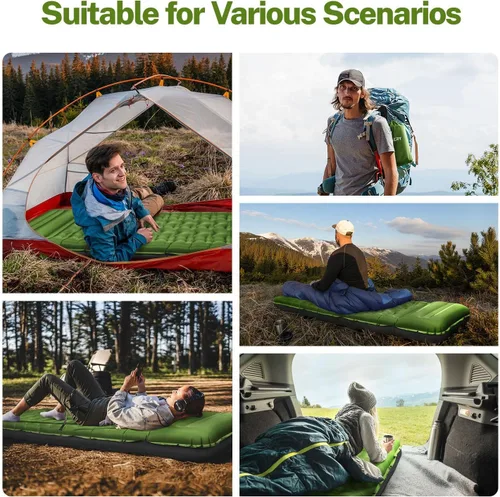 Vista 25 de OGERY Colchoneta de dormir para campamento, almohadilla de dormir reforzada extra gruesa de 6 pulgadas con almohadas y bomba de pie integrada Azul