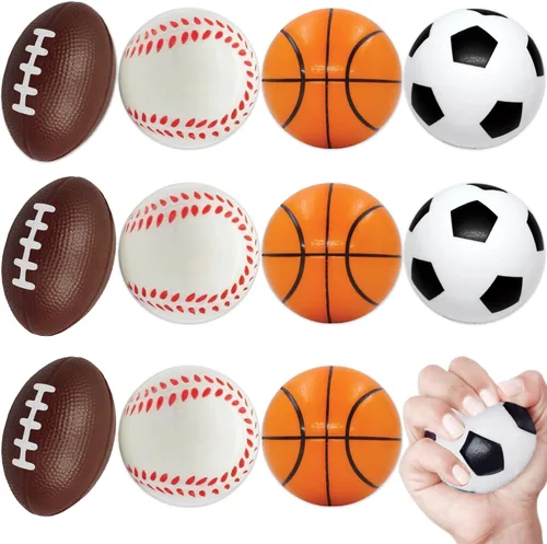 Vista 4 de Minipelotas deportivas para juguete de suvenir de fiesta para niños, balón de fútbol, baloncesto, fútbol, béisbol (paquete de 12). Espuma