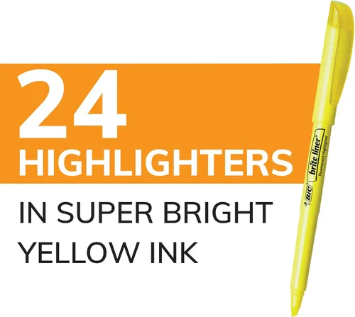 Vista 2 de Rotuladores, punta de cincel, colores surtidos, BIC Brite Liner 24 unidades, Amarillo