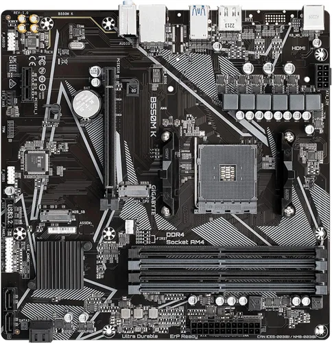 Vista 7 de GIGABYTE B550M K AMD AM4 Micro-ATX Motherboard, Supports Ryzen 5000/4000/3000 Series Processors, DDR4, 3+3 Power Phase, 2X M.2, PCIe 4.0, USB 3.2