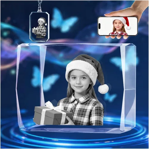 Vista 12 de Marco de fotos de cristal 3D personalizado grabado grabado personalizado impresiones de fotos de vidrio regalos de Navidad cubos de fotos gran